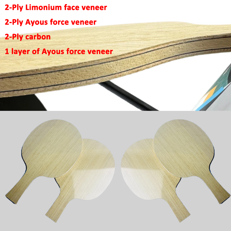 Table Tennis Edge - Tafeltennisbat met Limonium-Spar-Ayous lagen, 2-laags carbon