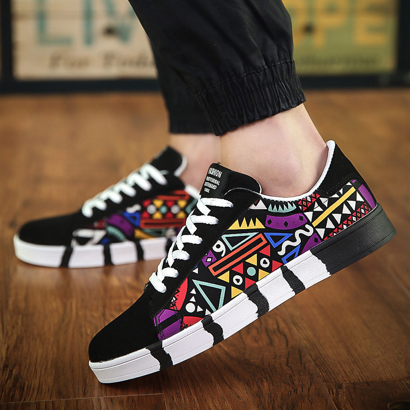 Table Tennis Men - Herensneakers Graffiti Canvas Schoenen Mode Zwarte