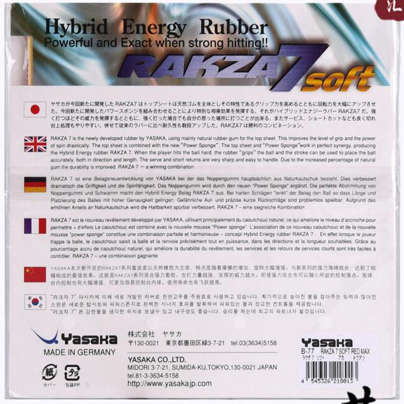 Originele yasaka RAKZA 7 zacht - Table Tennis Grip recensie en prijs